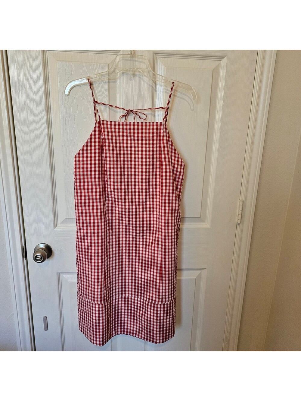 Lola & Grace Cottagecore Summer Picnic Red White Gingham Sun Dress size L